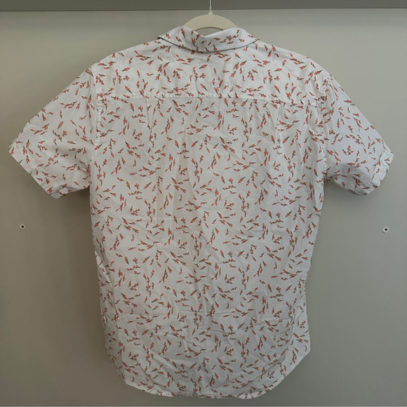 Goodfellow & Co Slim Fit Button-Up Shirt White Orange Floral Cotton Stretch Pock - Picture 4 of 4